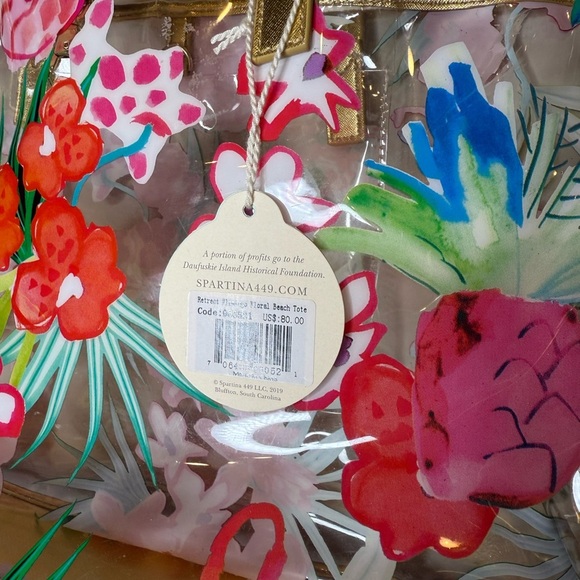 Spartina 449 Flamingo Floral Retreat Clear Beach Tote - Picture 8 of 13